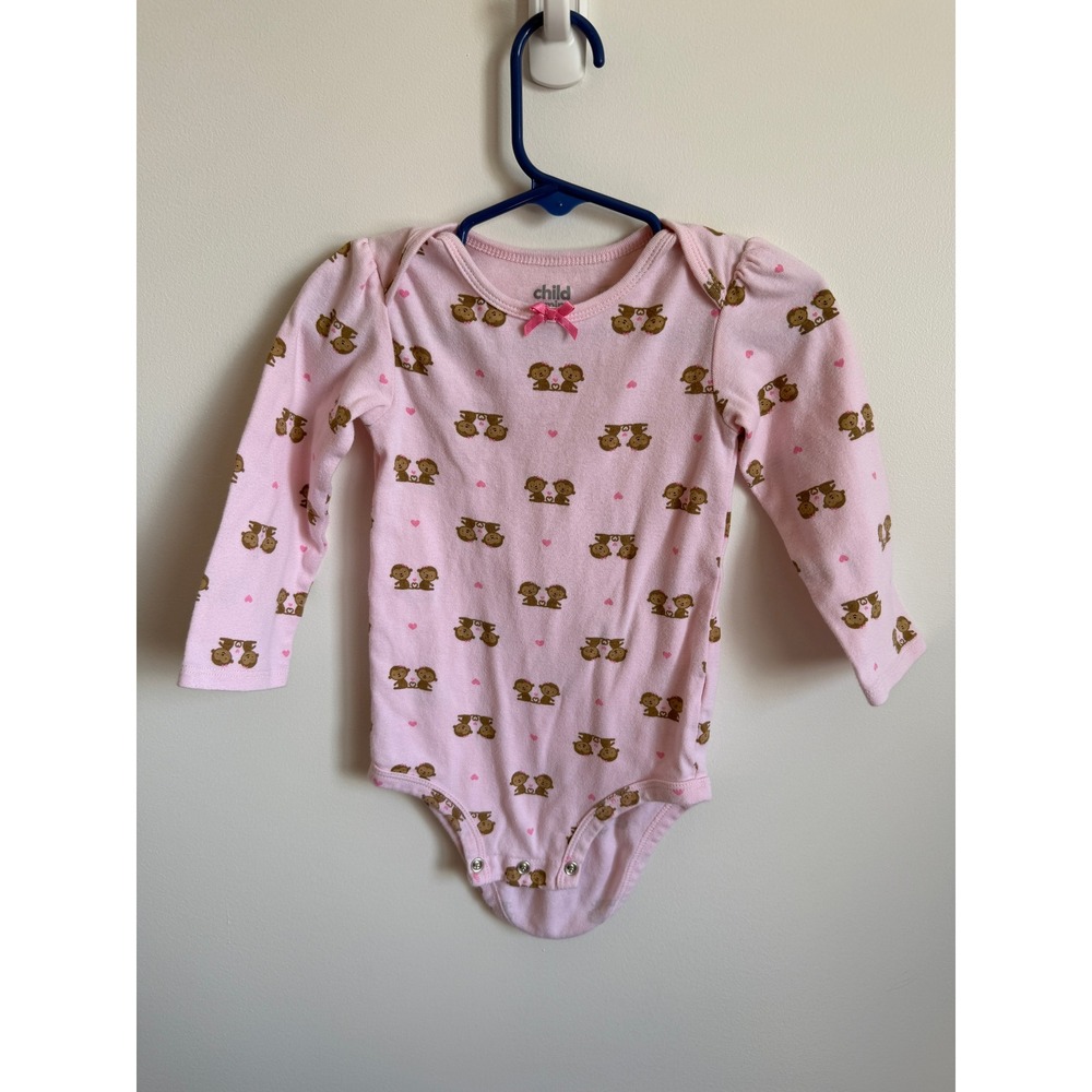 Child of Mine by Carters Baby Girls Pink Monkey Print Long Sleeve Bodysuit 24M